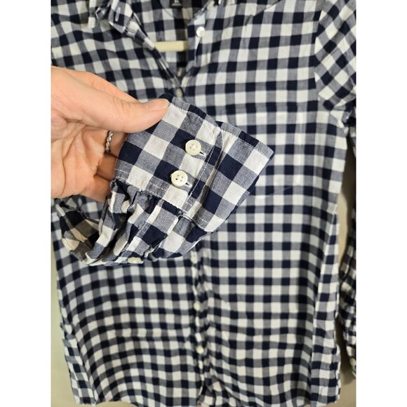 J. Crew Mercentile Blue & White Checkered Lightweight 100% Cotton Flannel XS - Picture 3 of 9